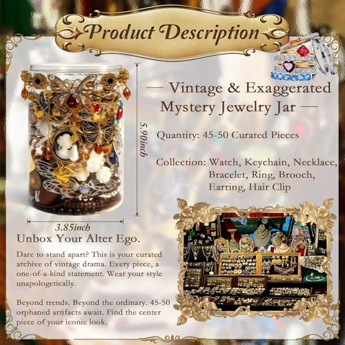 SMUOBT Mystery Jewelry Jar Bundle - 40-45 Piece Surprise Jewelry Box for Women,Gift Set (Necklace, Earrings, Rings,Kracele...