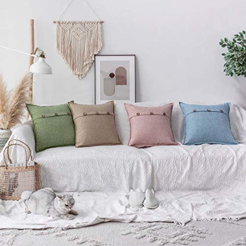 Home Brilliant 12x20 Pillow Cover Linen Decorative Throw Pillow Cover Button Cushion Cover for Couch, Rectangular, 30 x 50...