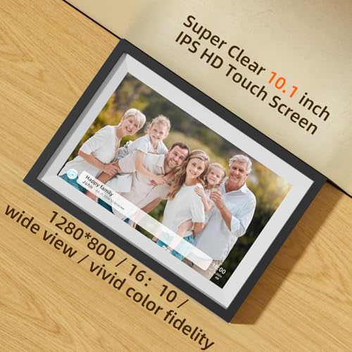 Digital Photo Frame,10.1 Inch Frameo Digital Picture Frame, 1280x800 IPS LCD Touch Screen,Auto-Rotate,16GB, Supports SD Ca...