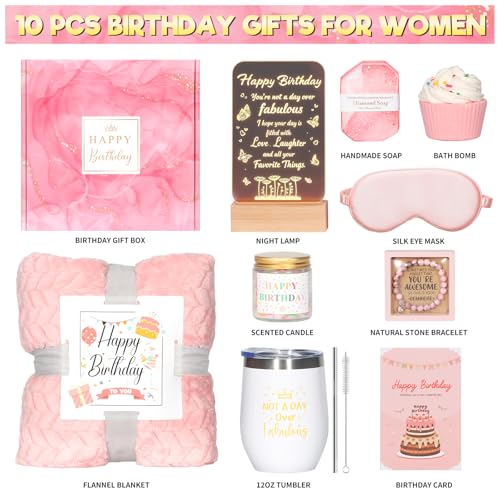 Birthday Gifts for Women, Gift Baskets for Women, Relaxing Spa Gift Baskets Self Care Birthday Box, Unique Birthday Gift S...