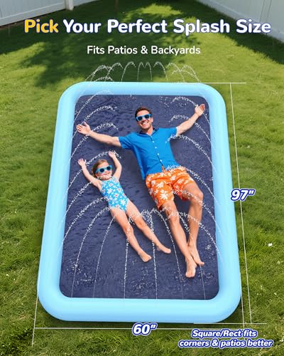 VISTOP Non-Slip Splash Pad for Kids and Dog, Thicken Sprinkler Pool Summer Outdoor Water Toys - Fun Backyard Fountain Play...