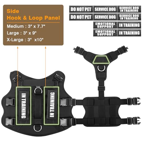 WINSEE Service Dog Vest Harness for Medium Dog, Tactical Working MOLLE Vest with 10 Pet Patches, No Pull Heavy Duty Harnes...
