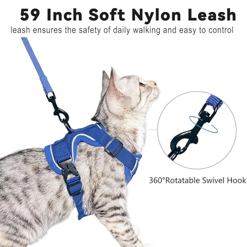 Tiagoboo Cat Harness and Leash Set,Escape Proof Adjustable Soft Lightweight Kittens Vest Harnesses with Reflective Strips ...