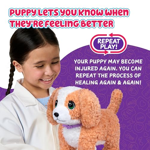 Little Live Pets Ouchies Amazon Exclusive Hazel The Poodle Plush, 50+ Sounds, Limping to Walking Puppy Toy & Carrier, Inte...
