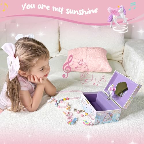 ProCase Unicorn Jewelry Box for Girls, Kids Musical Jewelry Boxes with Spinning Unicorn Doll, Birthday Christmas Gifts for...