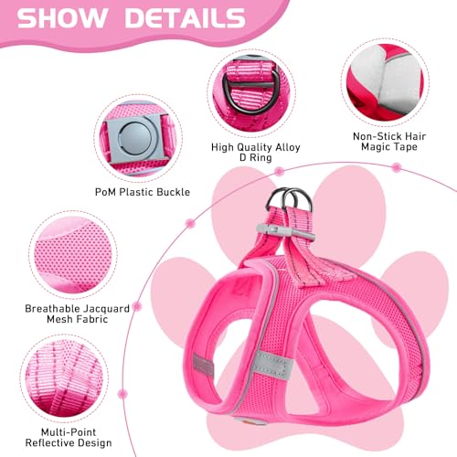 HIHANHAN Soft Mesh Dog Harness and Leash Set, No Pull Puppy Harness and Leash Set, Reflective Step in Harness for Small Me...