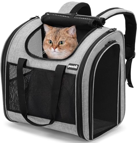 Pecute Cat Backpack with Widened Interior Space, Upgraded Dog Backpack Carrier with Various Ways to Carry, Pet Backpack wi...