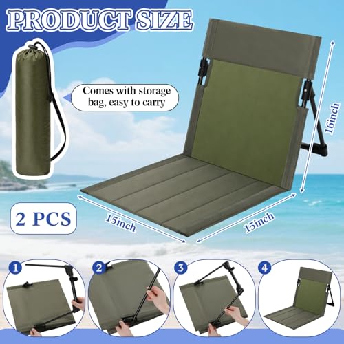 Yalikop 4 Pcs Foldable Seat for Poolside Chairs with Bag Portable Outdoor Beach Chairs with 30" x 60" Stripe Pool Beach To...