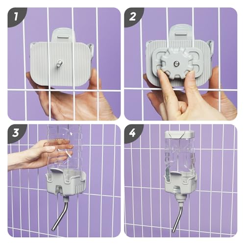 Vannon Small Animal Water Dispenser for Cage, 30oz Auto Feeding Crate Water Bottle for Rabbit, Chinchilla, Ferret, Guinea ...