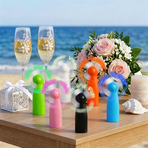 EUBUY 18PCS Portable Handheld Mini Battery Powerful Fan, 6 Colors LED Neon Glow Light-up Message Fan Summer Gift for Trave...
