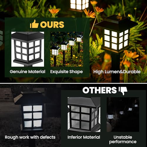 GIGALUMI Solar Outdoor Lights,12 Pack LED Solar Lights Outdoor Waterproof, Solar Walkway Lights Maintain 10 Hours of Light...