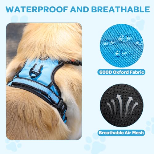 FURRYFECTION Plaid Dog Harness for Large Dogs, Reflective No Pull Adjustable Pet Vest with Front Clip, Leash, Easy Control...