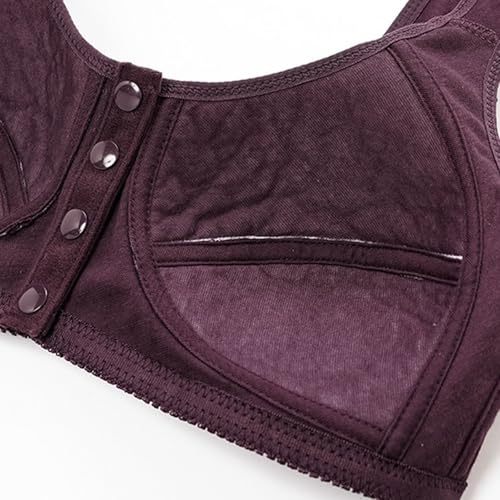 Daisy Bras for Older Women Front Closure Convenient Everyday Bras Mid Buttons Comfortable No Underwire Gathering Bras