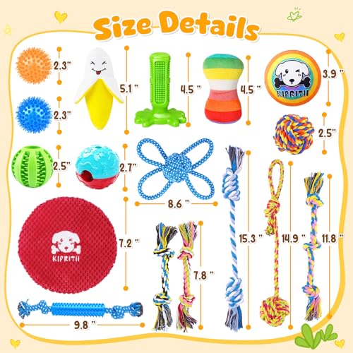 KIPRITII 25 Pack Dog Toys Set – Ideal for Teething, Entertainment & Interactive Play, Includes Puppy Toys, Rope Toys, Trea...