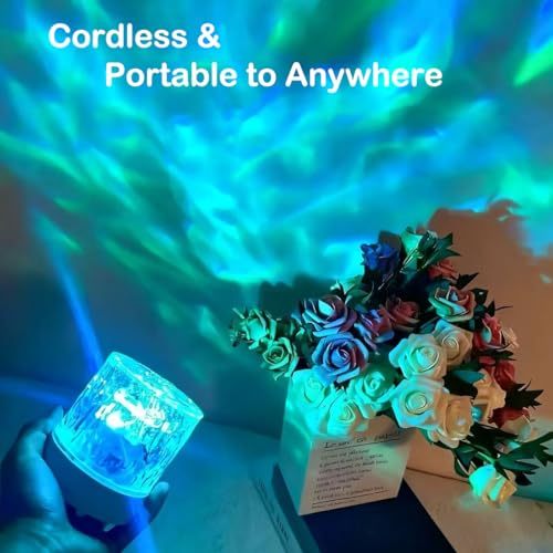 Rechargeable Shower Lights for Inside Shower-Ocean Wave Projector Light for Bathroom Bath Tub-Cordless LED Bathroom Lights...