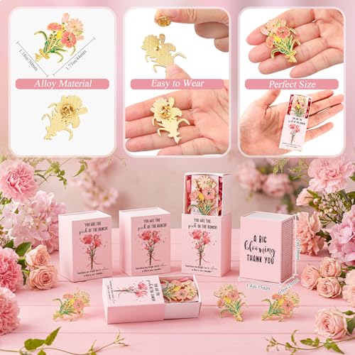 Landical 100 Sets Mother's Day Thank You Pins Gift Flower Bunches Pins with Box Graduation Employee Appreciation Gift Bulk...