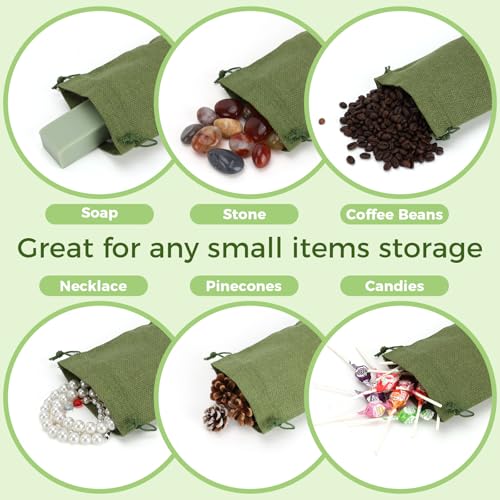 Tapleap Green Small Gift Bags with Drawstring - 30Pcs 5x7 Burlap Sacks for Wrapping Christmas Favors, DIY Craft, Body Butt...