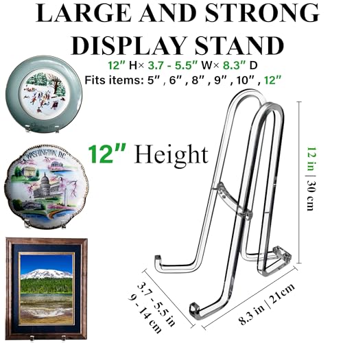 AMT 12 Inch Acrylic Plate Display Stand - Holder + Frame, Picture, Decorative Plate, Book, Photo Easel