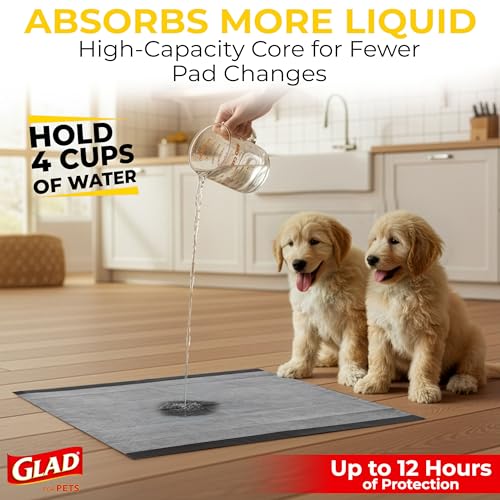 Glad for Pets Black Charcoal Puppy Pads - Super Absorbent Disposable Dog Pee Pads, Potty Training Pads, and Pet Supplies -...