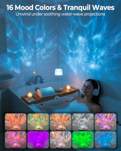 Spa-Like Waterproof Shower Lamp, 16 Color Cordless Bathroom Lamp with Remote & Touch Control, Bathroom Mood Lighting Wirel...
