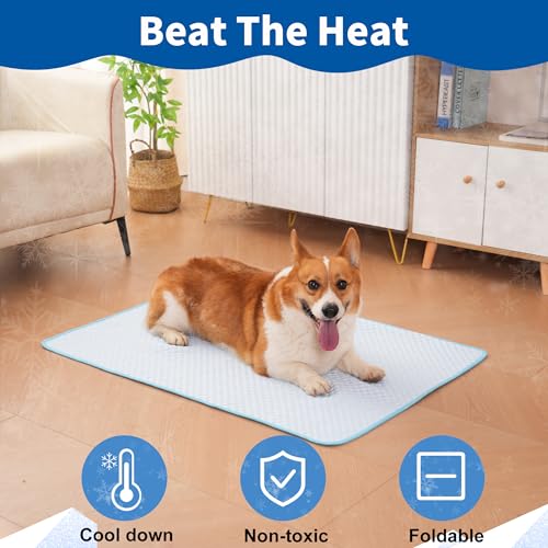 Dog Cooling Mat,Cooling Mat for Dogs, 35"x23" Cats Cooler Pad, Premium Pets Cool Bed for Crate Kennel, Indoor Cats Cool Sl...