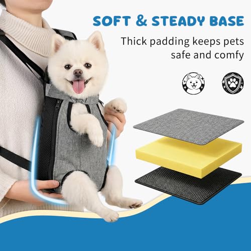Dog Backpack Carrier, Front Pocket for Essentials, Pet Sling Front Backpack for Small Medium Dogs 10-16 Lbs, Legs Out, Adj...