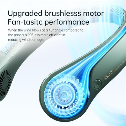 JISULIFE Portable Neck Fan, Hands Free Bladeless Fan, 5 Speeds, 4000 mAh Battery Operated Wearable Personal Fan, Twistabl...