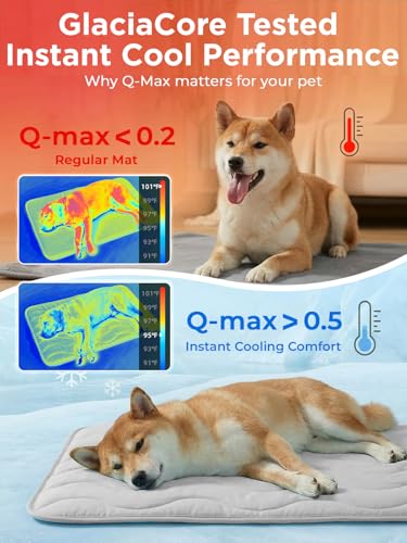 Dog Cooling Mat for Extra Large Dogs, 48"x30" Breathable Self Cooling Crate Mat for Dogs & Cats, QMAX>0.5 Portable Washabl...
