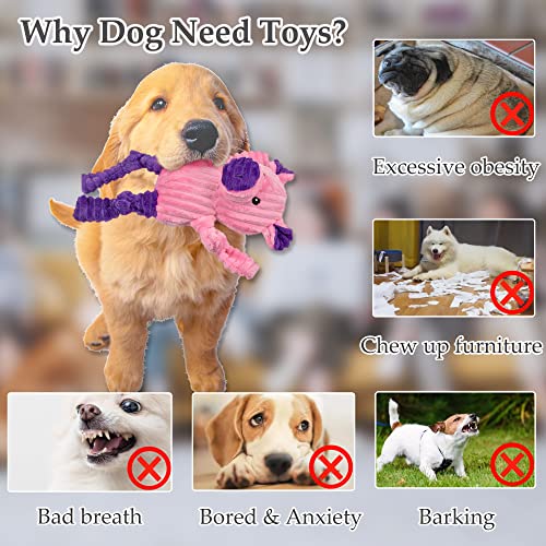 LECHONG 5 Pack Tough Dog Toys Stuffed Squeaky Dog Toys Assortment Plush Animal Dog Toy Value Bundle Puppy Pet Dog Toys for...