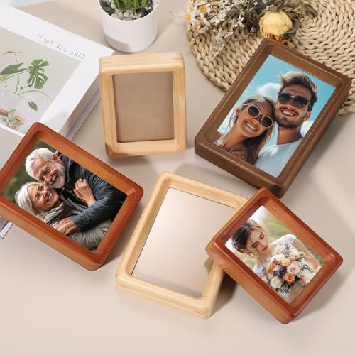 uxcell 3 x 4inch Natural Wood Photo Frames, Mini Wooden Finish Picture Frame Tabletop Photo Frame with Mat for Desktop Dis...