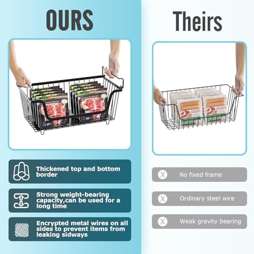 GAOKASE 4 Pcs Stackable Wire Baskets for Pantry Organizers and Storage,Vegetable Fruit Basket for Countertop,Kitchen Stora...