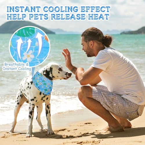 Dansydaisy 5 Dog Cooling Bandanas Dog Instant Cooling Neck Wraps Basic Collars Breathable Ice Scarf Pet Heat Relief Collar...