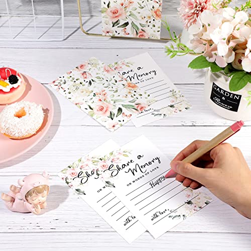 Tatuo 50 Pcs Greenery Share a Memory Cards for Collections of Life, Memory Cards Box Guest Ideas Pink Flower Box for Funer...