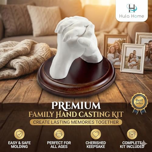 Hula Home Hand Casting Kit for Couples or Family with Mounting Plaque | Anniversary DIY Gifts Her & Him, Keepsake Sculptur...