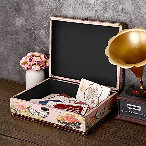 ELLDOO Butterfly Treasure Chest Box, Wooden + PU Leather Storage Decorative Box for Jewelry Trinkets Photos, Rectangular K...