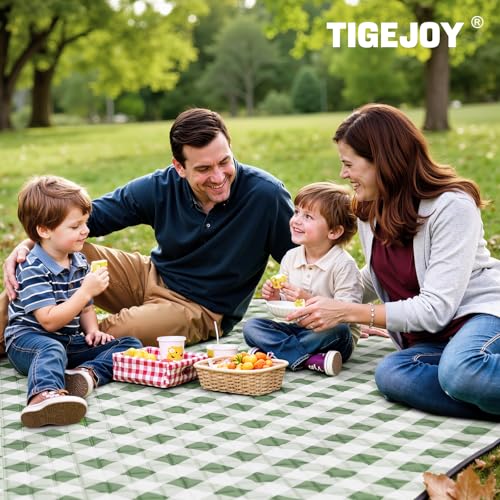 TigeJoy Extra Large Picnic Blanket Waterproof Foldable 80''x80'', Outdoor Picnic Mat Beach Blanket Sandproof for Park, Gra...