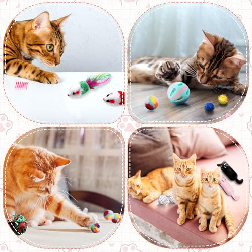 Shappy 150 Pcs Cat Toys for Indoor Cats Bulk, Kitten Toys Pack, Variety Interactive Gift Including Mice Rainbow Balls Spri...