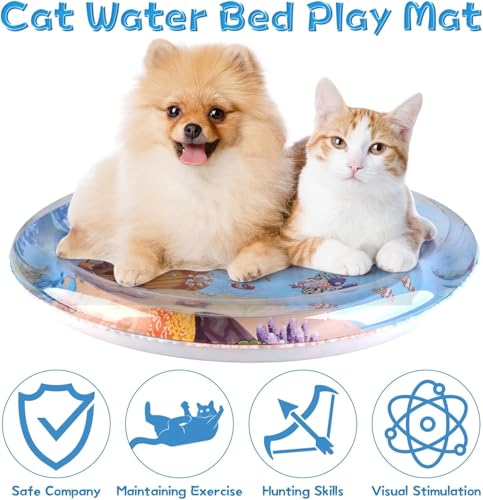 Thickened Water Mat for Cats,Big Pet Water Bed Washable Inflatable,Summer Pets Cooling Water Sensory Play Pad,Pet Playmat ...
