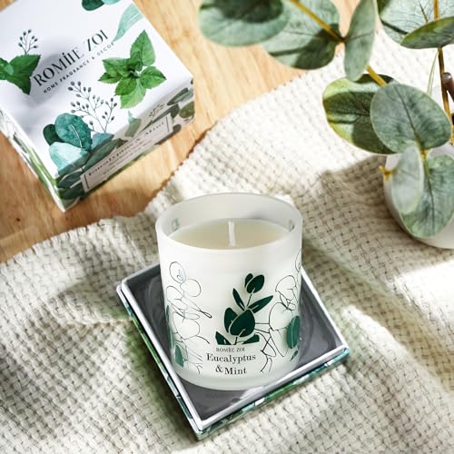 ROMIIE ZOI Scented Candle - Eucalyptus & Mint - 6oz Aromatherapy Soy Wax Jar Candle for Home, Gifts for Women - 170g