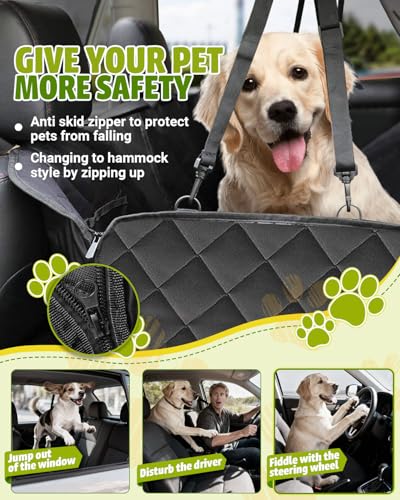 Dog Car Seat Cover, 600D Heavy Dute Durable Car Seat Cover for Dogs Pets, 100% Waterproof Scratch Proof Nonslip Dog Hammoc...
