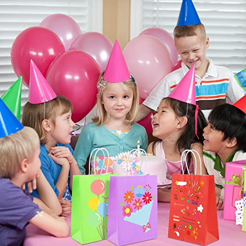 XPCARE 32Pcs Paper Gift Bags, 5.25x3.25x8.25'' Kraft Paper Party Favor Bags Bulk Rainbow Goodie Bags Small Gift Bags with ...