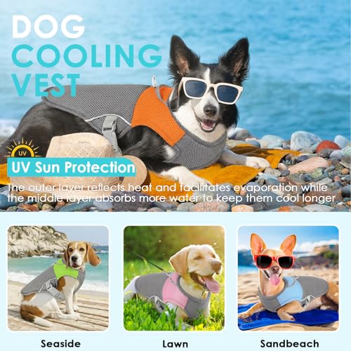 AOFITEE Dog Cooling Vest, Lightweight Cooling Jacket for Dogs, Breathable Dog Cooler Shirt with Harness D-Ring, Pet Sun Sh...