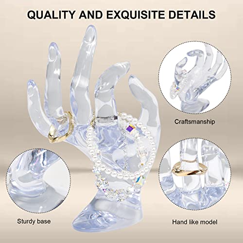 DI QIU REN Hand Form Ring Holder Jewelry Display Holder, Clear Room Decor Aesthetic Bracelet Ring Watch Stand Support Hold...