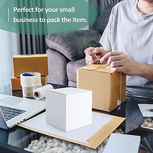 Eupako 30 Pack Small Shipping Boxes Assorted Sizes, 4x4x4 & 5x5x5 & 6x6x6 10 PCS Each Small Boxes, White Corrugated Box Ma...
