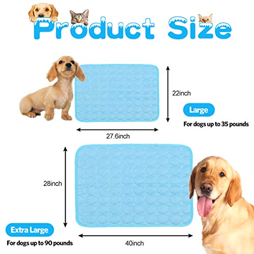 aingycy Dog Cooling Mat Pet Cooling Pads Dogs & Cats Pet Cooling Blanket for Outdoor Car Seats Beds (Blue, 28IN * 40IN)