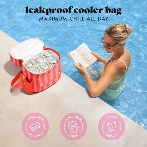 Fit & Fresh Sidekick Insulated Cooler Bag – Dual Compartment Leakproof Soft Sided Lunch Cooler, Small Cooler Bag with Cros...