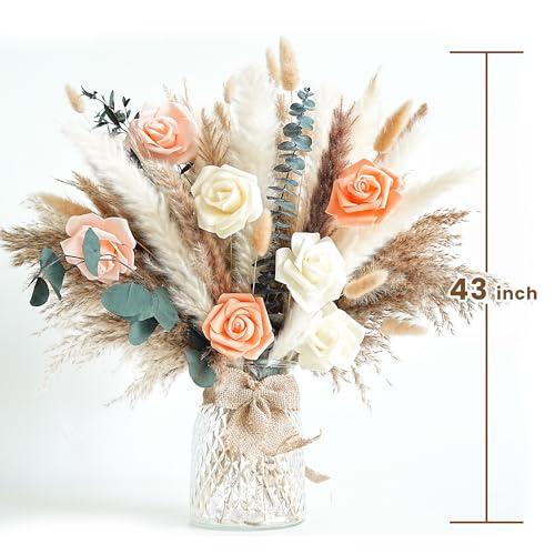 Dried Flower Bouquet | Pampas Grass Decor | Floral Arrangements for Home & Wedding | Boho, Rustic, and Modern Decorations...