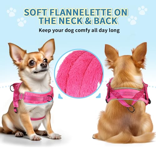 SlowTon No Pull Small Dog Harness and Leash Set, Puppy Soft Vest Harness Neck & Chest Adjustable, Reflective Lightweight H...