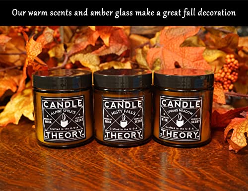 Scented Candle Gift Set with Crackling Wood Wicks 3, 4oz Candles, Misty Falls, Alpine Spruce, Spring Meadow - Designed for...