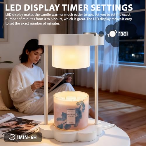 Xuoity Cloud Candle Warmer Lamp with Dimmer, 0-6 HoursTimer, Glass Shade with Light Transmission, Stylish Home Decor, Hous...